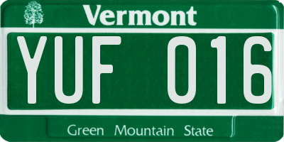 VT license plate YUF016