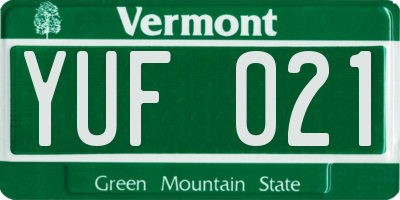 VT license plate YUF021