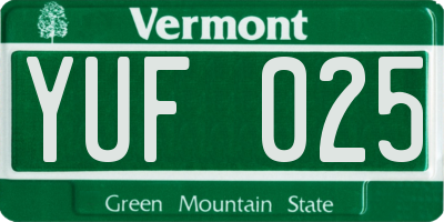 VT license plate YUF025