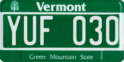 VT license plate YUF030
