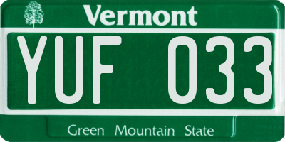 VT license plate YUF033