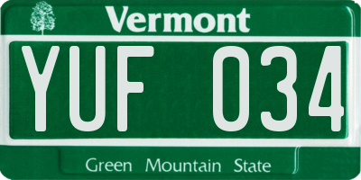 VT license plate YUF034