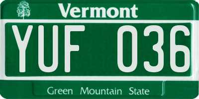 VT license plate YUF036