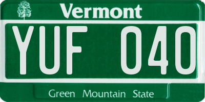 VT license plate YUF040