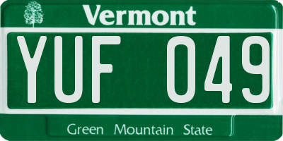 VT license plate YUF049