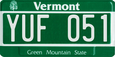 VT license plate YUF051