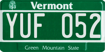 VT license plate YUF052