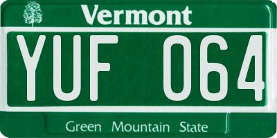 VT license plate YUF064