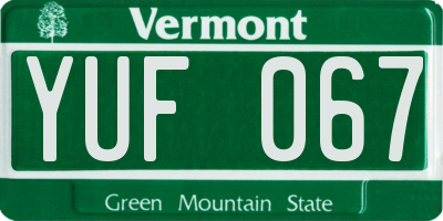 VT license plate YUF067