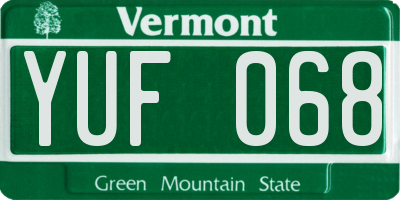 VT license plate YUF068
