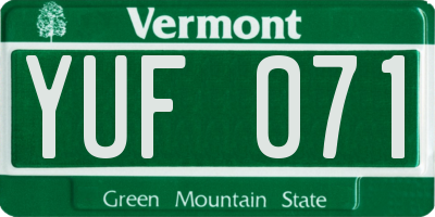 VT license plate YUF071