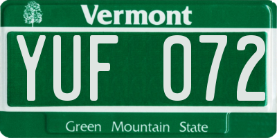 VT license plate YUF072