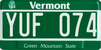 VT license plate YUF074