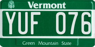 VT license plate YUF076