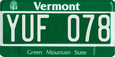 VT license plate YUF078
