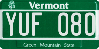 VT license plate YUF080