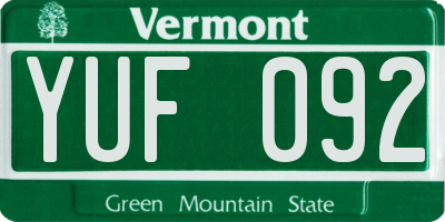 VT license plate YUF092