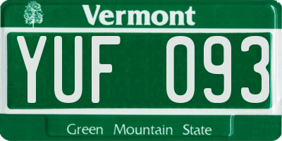 VT license plate YUF093