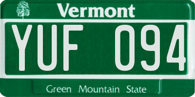 VT license plate YUF094