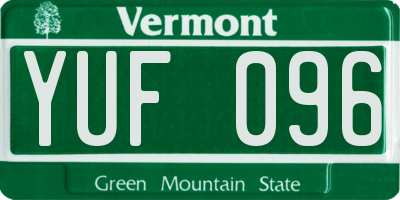 VT license plate YUF096