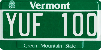VT license plate YUF100