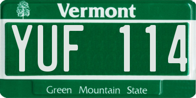 VT license plate YUF114