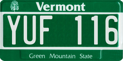 VT license plate YUF116