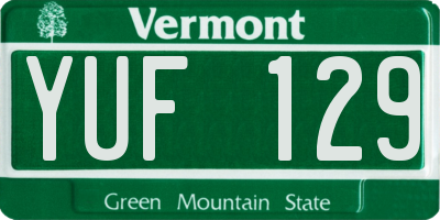 VT license plate YUF129