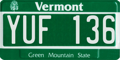 VT license plate YUF136