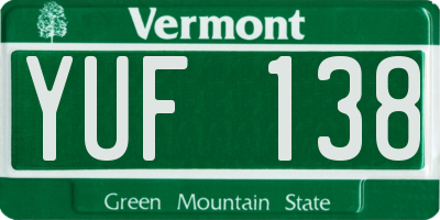 VT license plate YUF138