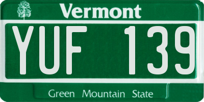 VT license plate YUF139