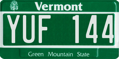 VT license plate YUF144