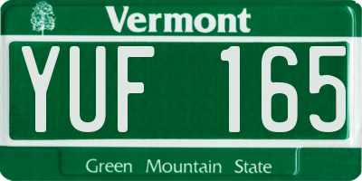 VT license plate YUF165
