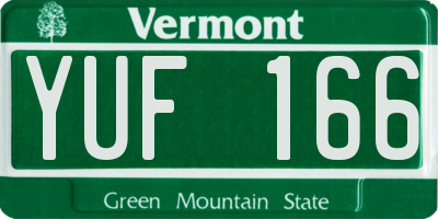 VT license plate YUF166