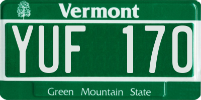 VT license plate YUF170