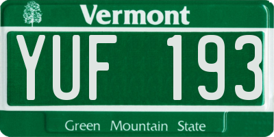 VT license plate YUF193