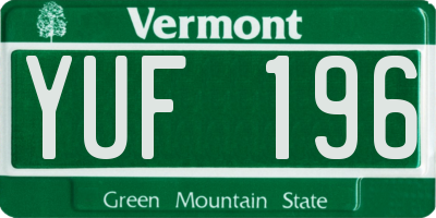 VT license plate YUF196