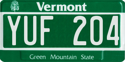 VT license plate YUF204