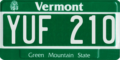VT license plate YUF210