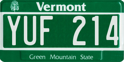 VT license plate YUF214