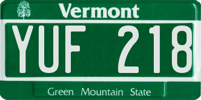 VT license plate YUF218