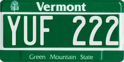VT license plate YUF222