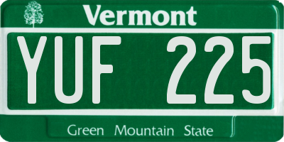 VT license plate YUF225