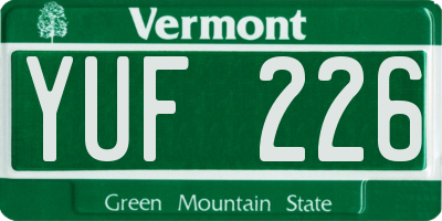 VT license plate YUF226