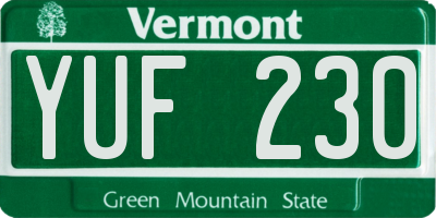 VT license plate YUF230