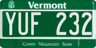 VT license plate YUF232