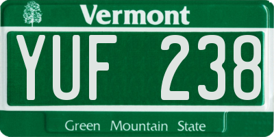 VT license plate YUF238