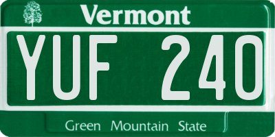 VT license plate YUF240