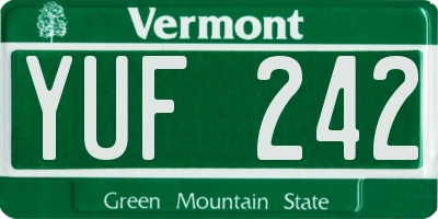 VT license plate YUF242