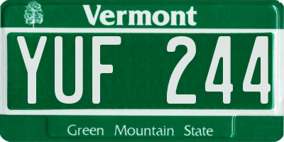 VT license plate YUF244